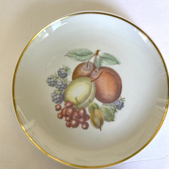 Vintage 1960s UPSALA EKEBY Karlskrona Salad Plate -Fruits Center, Thick Gold Rim - Picture 1 of 8